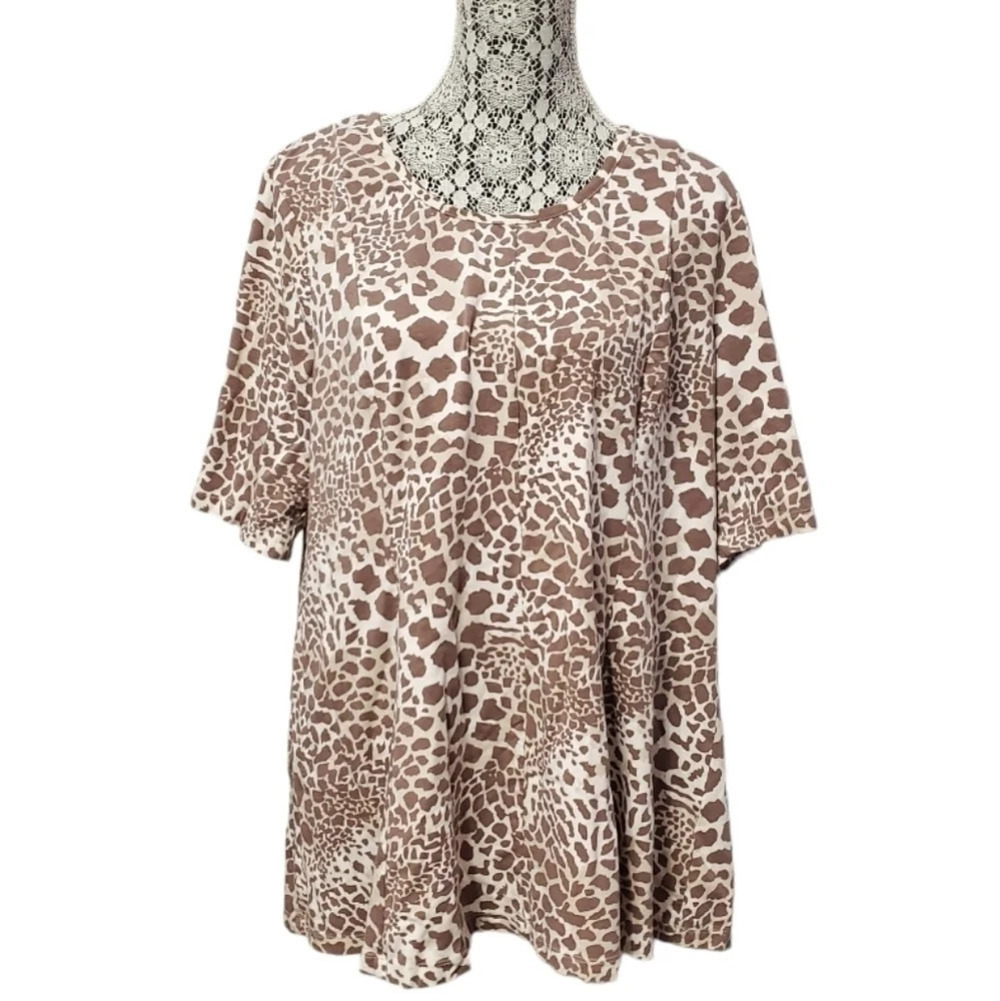 D&CO. Denim + Company Women's Animal Print Top XL